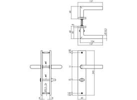 Deurkruk Bastian op schild rechthoekig 245x45mm wc 63/8mm antraciet grijs