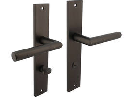 Deurkruk Bastian op schild rechthoekig 245x45mm wc 78/8mm antraciet grijs