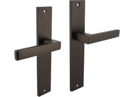 Deurkruk Hera op schild rechthoekig 245x45mm blind antraciet grijs