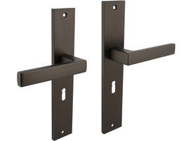 Deurkruk Hera op schild rechthoekig 245x45mm sleutelgat 56mm antraciet grijs