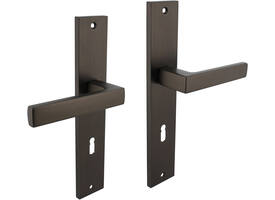 Deurkruk Hera op schild rechthoekig 245x45mm sleutelgat 72mm antraciet grijs