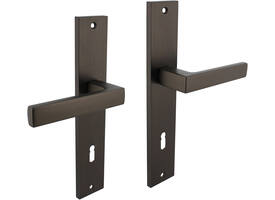 Deurkruk Hera op schild rechthoekig 245x45mm sleutelgat 78mm antraciet grijs