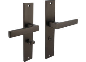 Deurkruk Hera op schild rechthoekig 245x45mm wc 63/8mm antraciet grijs