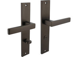 Deurkruk Hera op schild rechthoekig 245x45mm wc 78/7mm antraciet grijs