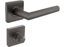 Deurkruk Bastian op rozet verdekt 55x55x10mm met nokken en WC-sluiting met stift 7x7mm antraciet grijs