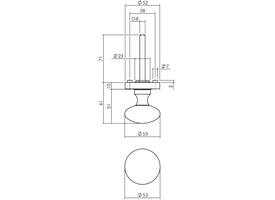 Knoprozet verdekt ø52x10mm met nokken en vaste knop paddenstoel met wisselstift antraciet grijs