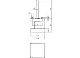 Knoprozet verdekt 55x55x10mm met nokken en vaste knop vierkant met wisselstift antraciet grijs