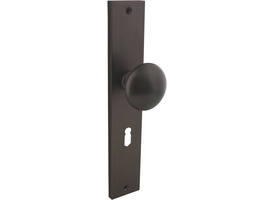 Knopschild rechthoekig 245x45x8mm met vaste knop paddenstoel en wisselstift sleutelgat 56mm antraciet grijs