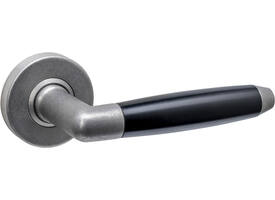 Deurkruk Combinatie op rozet verdekt ø53x10mm rvs getrommeld/zwart