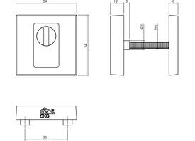 SKG3 veiligheidsrozetten vierkant 54x54x12mm profielcilindergat met kerntrekbeveiliging rvs getrommeld