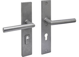 SKG3 veiligheidsbeslag rechthoekig 250x50mm kruk/kruk Jura met veerconstructie profielcilindergat 72mm met kerntrekbeveiliging rvs getrommeld