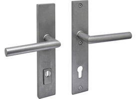 SKG3 veiligheidsbeslag rechthoekig 250x50mm kruk/kruk Jura met veerconstructie profielcilindergat 92mm met kerntrekbeveiliging rvs getrommeld