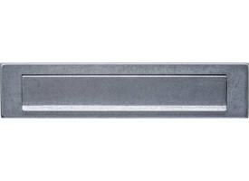 Briefplaat rechthoekig 340x75mm met klep/regenrand rvs getrommeld