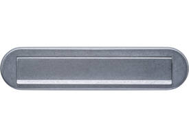 Briefplaat ovaal 340x80mm met klep/regenrand rvs getrommeld