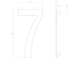 Huisnummer 7 150mm rvs getrommeld