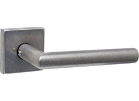 Deurkruk Jura met rozet massief verdekt 53x53x10mm met nokken rvs getrommeld