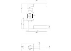 Deurkruk Baustil op rozet verdekt 53x53x8mm met nokken rvs