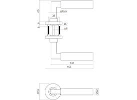 Deurkruk Baustil op rozet verdekt ø53x8mm met nokken EN1906/4 rvs