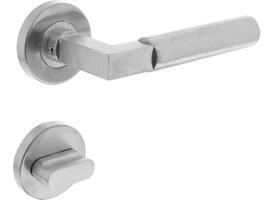 Deurkruk Baustil op rozet verdekt ø53x8mm met nokken en WC-sluiting met stift 8x8mm rvs