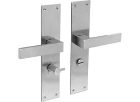 Deurkruk Amsterdam met schild rechthoekig 250x55x2mm wc 63/8mm rvs