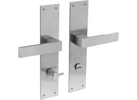 Deurkruk Amsterdam met schild rechthoekig 250x55x2mm wc 78/8mm rvs
