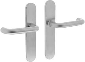 Deurkruk Rond op schild verdekt ovaal 220x42mm blind rvs