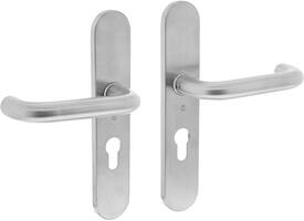 Deurkruk Rond op schild verdekt ovaal 220x42mm profielcilindergat 55mm rvs
