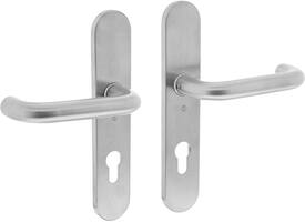 Deurkruk Rond op schild verdekt ovaal 220x42mm profielcilindergat 72mm rvs