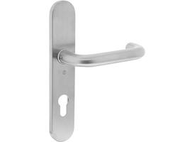 Gatdeel rechts Rond op schild verdekt ovaal 220x42mm profielcilindergat 72mm rvs
