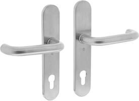 Deurkruk Rond op schild verdekt ovaal 220x42mm profielcilindergat 92mm rvs