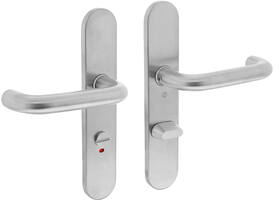 Deurkruk Rond op schild verdekt ovaal 220x42mm wc 63/8mm rvs