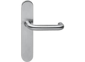 Deurkruk Rond op schild verdekt ovaal 220x42mm wc 72/8mm rvs