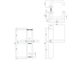 Deurkruk Rond op XL schild verdekt ovaal 278x40mm blind rvs