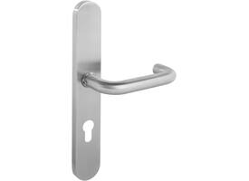 Deurkruk Rond op XL schild verdekt ovaal 278x40mm profielcilindergat 72mm rvs