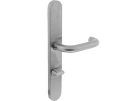 Deurkruk Rond op XL schild verdekt ovaal 278x40mm wc 72/8mm rvs