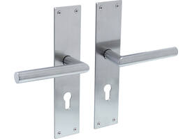 Deurkruk Jura met schild rechthoekig 250x55x2mm profielcilindergat 55mm rvs