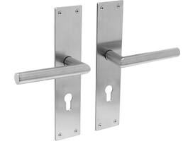 Deurkruk Jura met schild rechthoekig 250x55x2mm profielcilindergat 72mm rvs