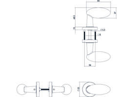 Deurkruk Golfclub op rozet verdekt ø53x10mm rvs