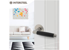 Deurkruk Combinatie met rozet zelfklevend ø55x2mm rvs/zwart