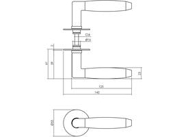 Deurkruk Combinatie met rozet zelfklevend ø55x2mm rvs/zwart