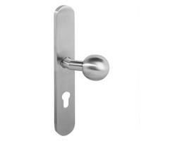 Knopschild ovaal verdekt XL rechts 278x40x10mm met nokken en vaste knop bol/schuin profielcilindergat 72mm rvs