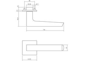 Deurkruk Moors No.1 met rozet verdekt 50x50x5mm met nokken rvs/structuur zwart