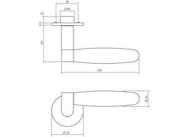 Deurkruk Munnikhof Dock Ton-acryl met ronde rozet ø52x5mm geveerd rvs