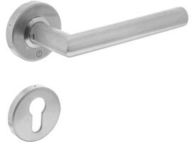 Deurkruk Jura brandvertragend 9mm op rozet verdekt ø53x10mm met nokken en cilinderrozetten rvs
