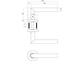 Deurkruk Jura brandvertragend 9mm op rozet verdekt ø53x10mm met nokken en cilinderrozetten rvs