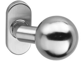 Knopkruk Bol brandvertragend 9mm op rozet verdekt ovaal 65x30x10mm rvs