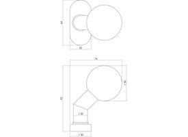 Knoprozet verdekt brandvertragend ovaal 65x30x10mm met vaste knop bol/schuin rvs