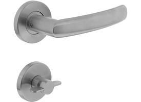Deurkruk Blok op rozet verdekt ø55x8mm met nokken en WC-sluiting met stift 8x8mm rvs
