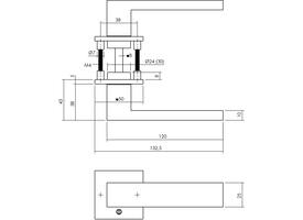 Deurkruk Amsterdam met rozet verdekt 50x50x5mm met nokken rvs