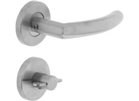 Deurkruk Half rond/90°op rozet verdekt ø55x8mm met nokken en WC-sluiting met stift 8x8mm rvs